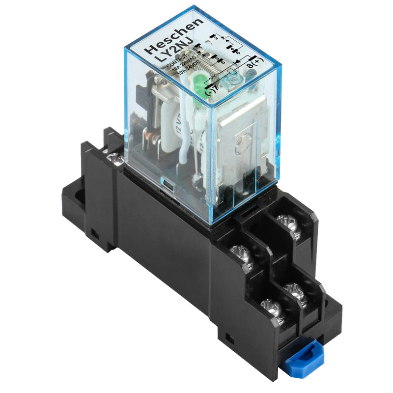 General Purpose Relay Module, Relay Switch, LY2NJ, 12VDC Coil, 10A 24VDC/220VAC, DPDT, LED Indicator, with Socket Base