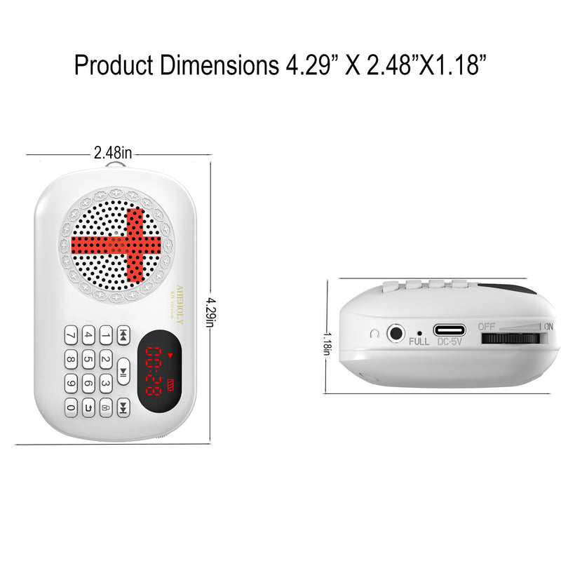 [AUSTRALIA] - KJV Audio Bible Player – Portable Electronic Bible Device, Offline Rechargeable Scripture Player with Simple Buttons for Seniors & Home Use, White 