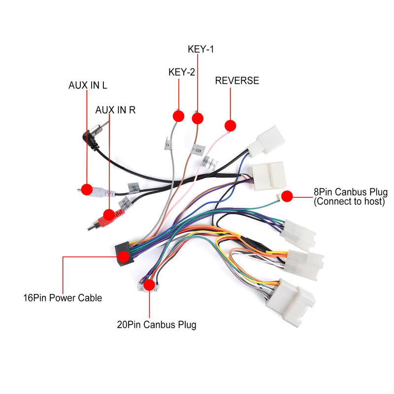 for Toyora Car Radio JBL Wiring Harness 16 Pin Adapter Compatible with Toyota Camry Corolla RAV4 Highlander Land Cruiser Prado Vios Yaris Sienna, Canbus, Steering Wheel Control