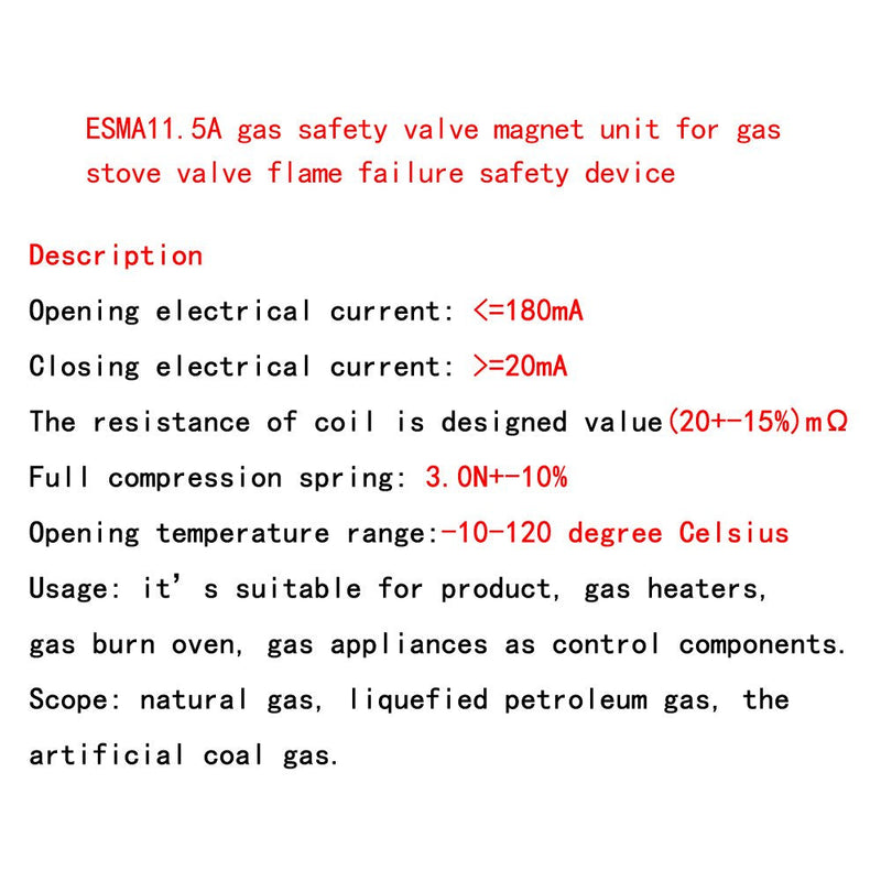 Meter Star 11.5A Gas Safety Valve Magnet Unit for Gas Stove Valve Flame Failure Safety Device