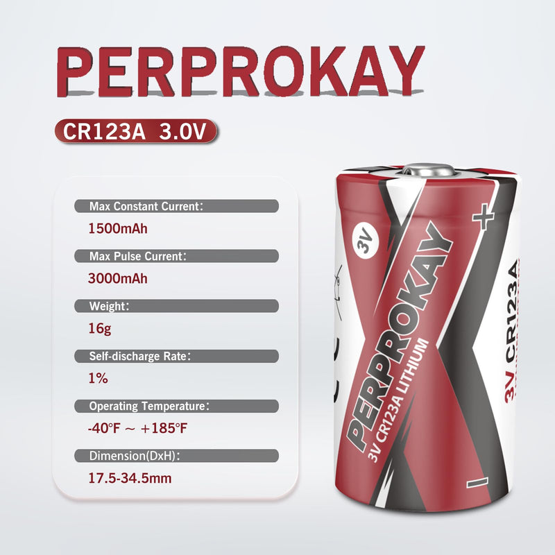 [AUSTRALIA] - CR123A 3V Lithium Battery 6Pack 1500mAh 3 Volt CR123, 123A, 123, CR17345, CR17335 Batteries Lithium for Camera, Flashlights, Lasers, Alarm Sensors, Optics【Non-Rechargeable】 