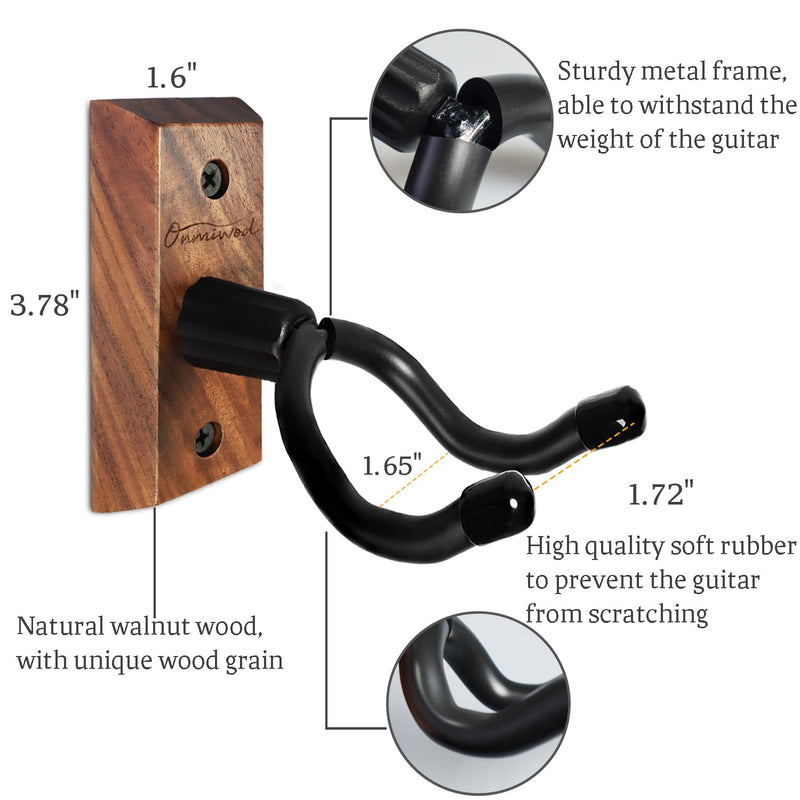 Ukulele Wall Mount Hanger 2 Pack, Black Walnut Wood U-Shaped Ukulele Holder Hanger, Ukulele Wall Mount Hook for Ukulele Banjo Mandolin Concert Pineapple Soprano Tenor and Baritone