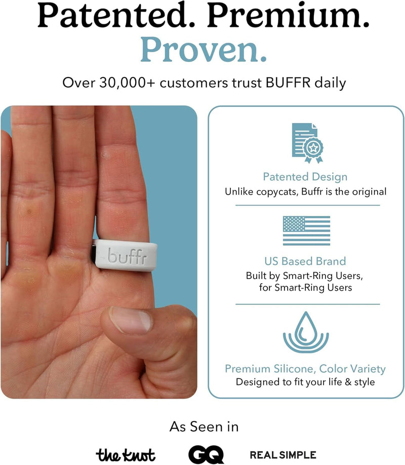 Buffr SMART Ring Protector – Neutral Silicone Ring Guards (3 Pack, Size 8) | Silicone Ring Guards Compatible w/Oura, Ultrahuman, RingConn & More – Slim Fit, Sensor-Friendly Smart Ring Cover for Workout 3Pack
