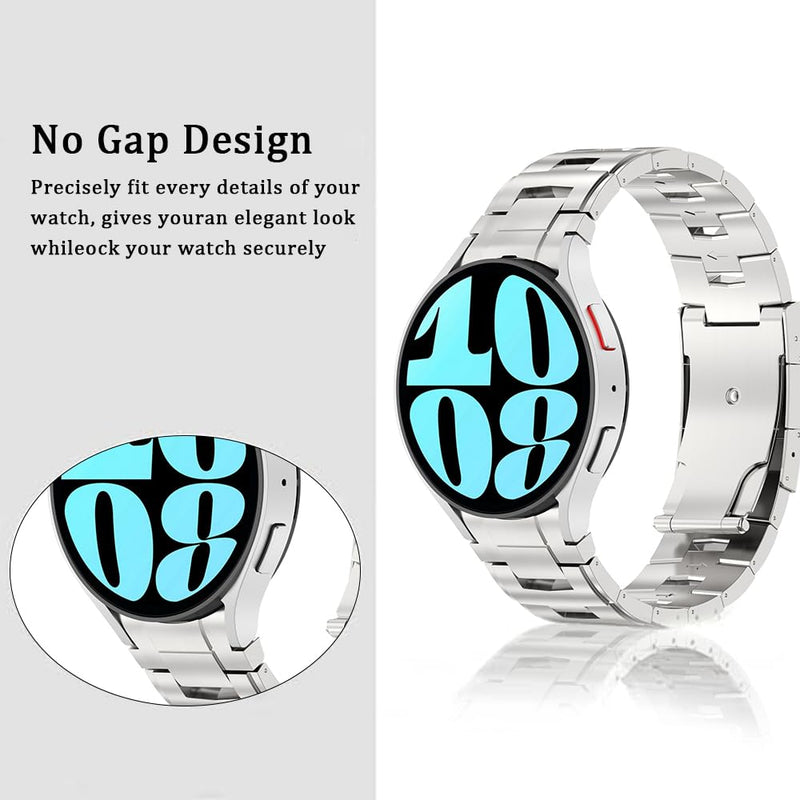 Titanium Bands Compatible with Galaxy Watch 7/6/5/4/FE 44mm 40mm Band, 20mm No Gap Metal Strap for Galaxy Watch 6 Classic Band 47mm 43mm/Watch 5 Pro 45mm/Watch 4 Classic for Women Men Titanium
