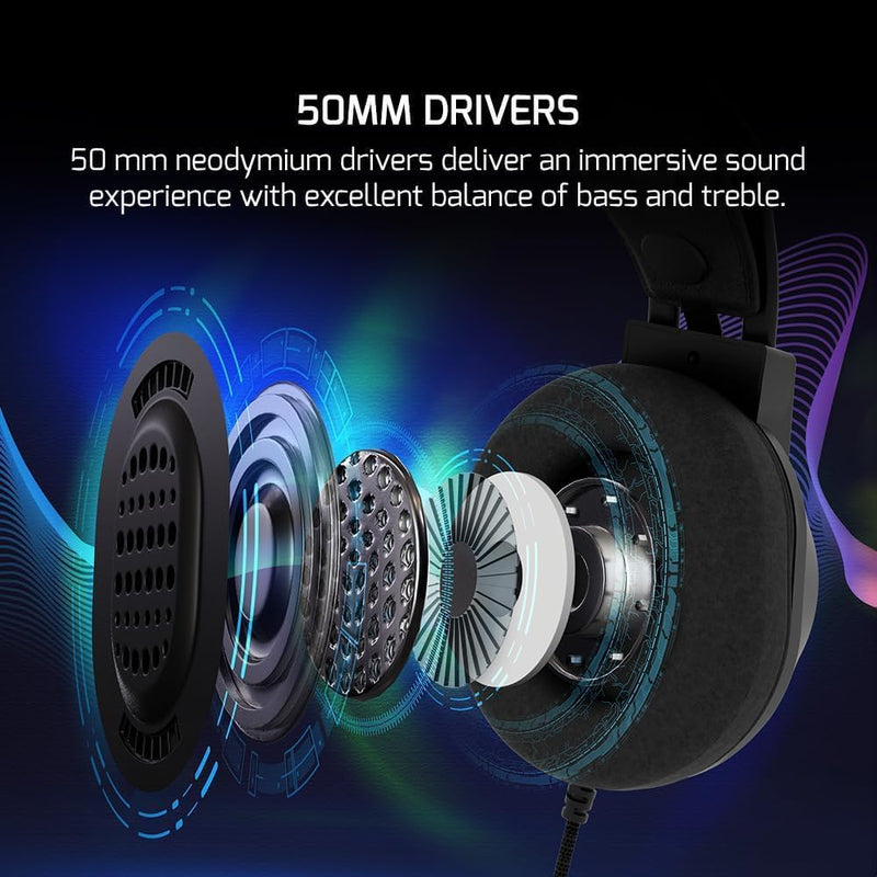 GAMEPOWER Voldon X 3.5mm Jack Gaming Headset - Wired Headphones with 50MM Drivers, Comfort Design, Noise Cancelling Mic, PS4, PS5, for Xbox, Black VOLDONX