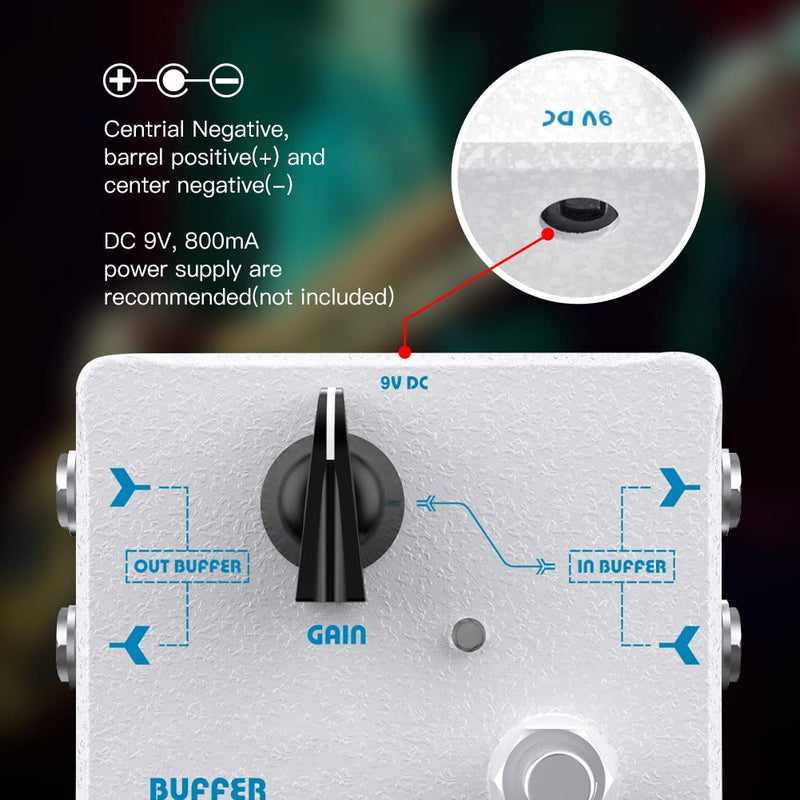 JOYO Buffer Pedal Effect Built-in Double Buffer Groups and Boost for Electric Guitar Bypass High-end Edition Dr.J Series (D57) Buffer White