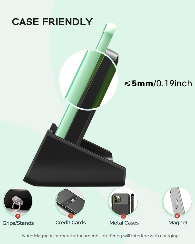 Wireless Charger YUWISS Wireless Charging Stand Cordless Charger 10/7.5/5W Compatible with iPhone 14 13 12/12 /11Pro Max/XR/XS Max/XS/X/8/8Plus Galaxy S22/S21/S9/S9+/S8/S8+ Note Black