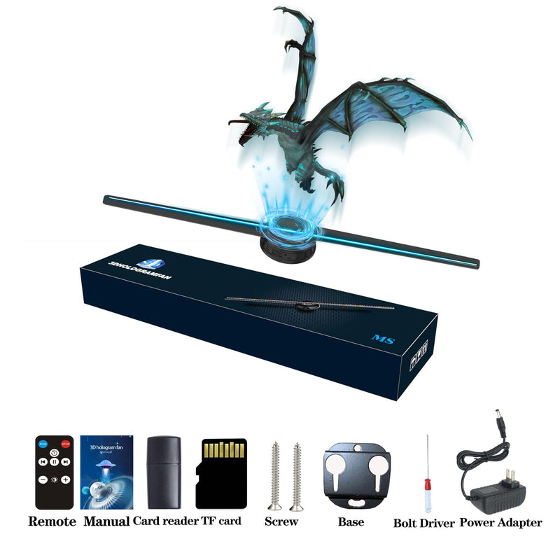3D Hologram Fan,12.6-Inch Missyou 3D Holographic Projector Advertising Display with Remote and Bluetooth and Splicing,700 Video Library and 224 LED for Business Store Signs,Bar,Casino,Party