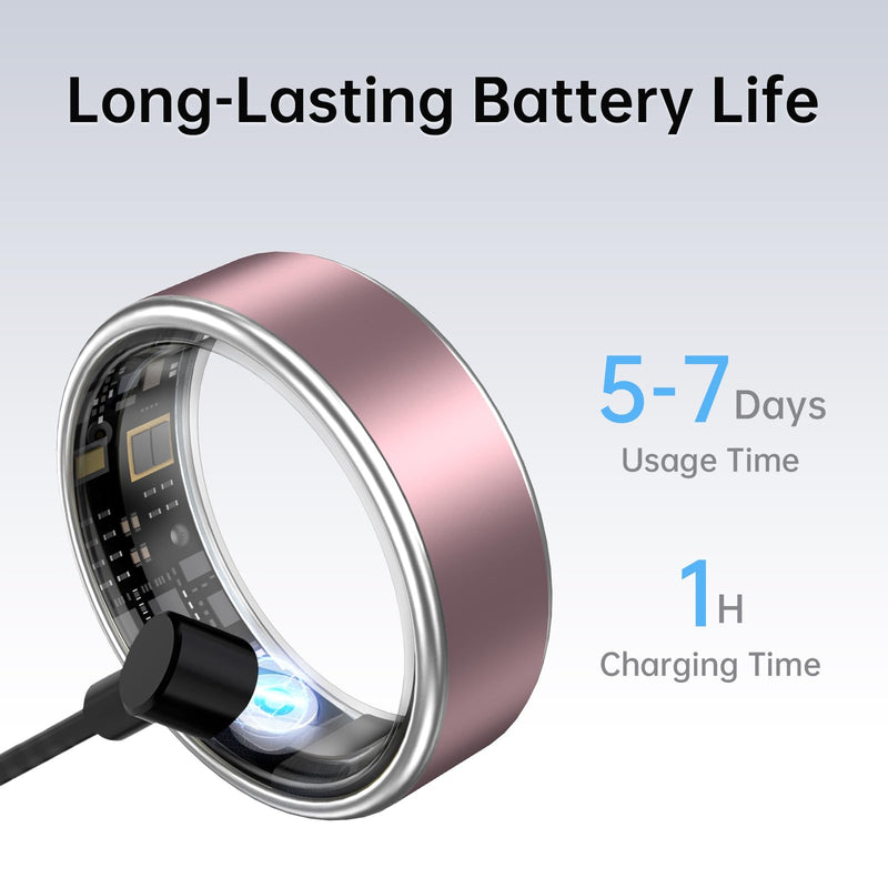 Smart Ring for Women & Men, Fitness Tracker Ring with Heart Rate Monitor, HRV, Sleep Tracking, No Subscription Fee, 10ATM Waterproof Activity Ring for Android & iPhone (Matte Pink, 13)