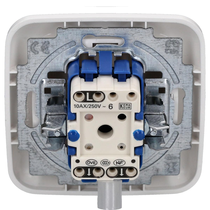Busch-Jaeger Toggle Switch Set: 2000/6 US Toggle Switch + 2506-214 Rocker Switch + 2511-214 Single Frame Alpine White Reflex SI