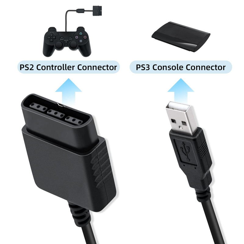 Mcbazel Playstation 2 Controller to USB Adapter for PC or Playstation 3 Converter Cable for Sony DualShock PS2 PS3 Controllers (NOT Compatible with Dancing Mat Guitar Hero)