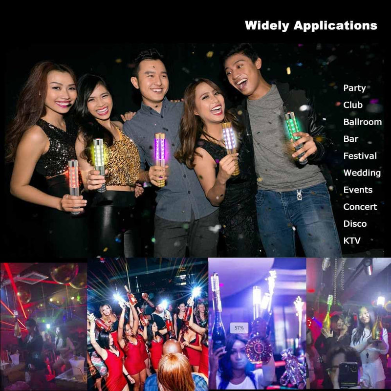 2pcs RGB Handheld Strobe Lights Champagne Bottle Sparklers led Strobe Baton Bottle Service Lights for Club Bar Pub Wedding KTV Party Disco Festival Concert Event (Gold) Gold