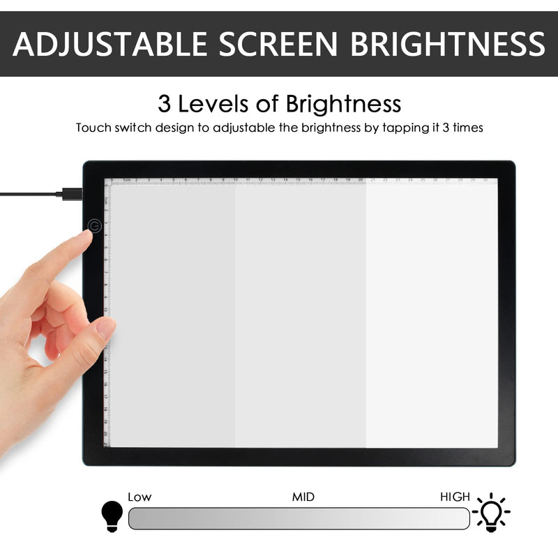 DGODRT Slide Viewer Light Box for Scan Old Slide Negative Film Scanning, A4 Ultra-Thin Light Box Scanner with 3 Adjustable Brightness, USB Powered