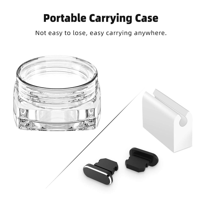 [AUSTRALIA] - TITACUTE 2 Pack Anti Dust Plugs for iPhone 14 Pro Max 13 11 12 Mini Dust Cover 8 Pin Dust Plug + Mini Storage Box iPhone Charging Port Plugs for iPhone Xs XR X 8 7 Plus SE AirPods iPad Mini Air Black 