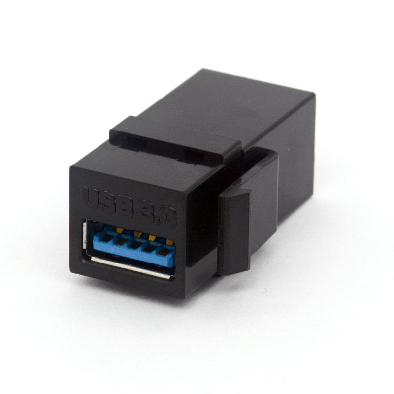 BSHTU USB 3.0 Keystone Jack Inserts, USB Adapters Cable Interface Coupler Female to Female Connector Extension for Wall Plate Outlet Panel - 2 Packed (Black,USB 3.0 Straight) Black,USB 3.0 Straight