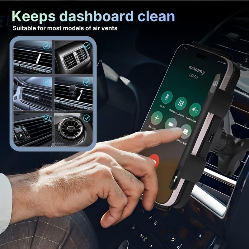 Wireless Car Charger Mount, Auto-Clamping Phone Holder with Fast Charging – Wireless Cell Phone Charging Car Mount for iPhone & Android (Air Vent Mount) Air Vent Mount