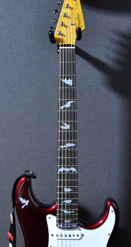 Jockomo BAT Bat/White Pearl Guitar Inlay Sticker White pearl