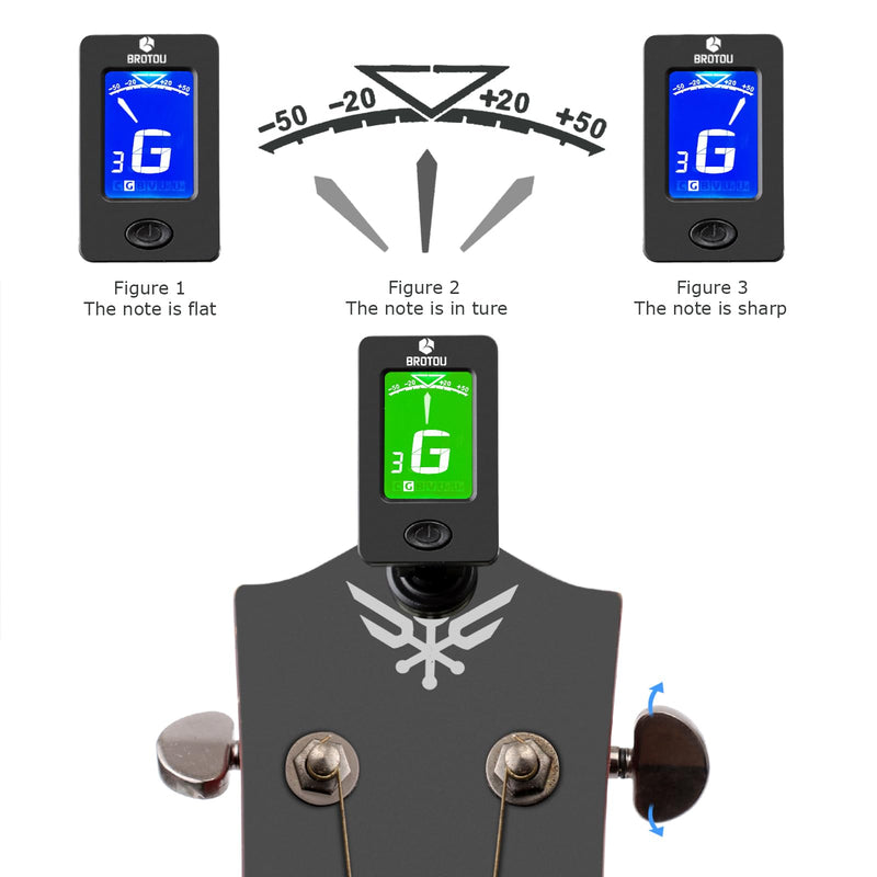 BROTOU Guitar Tuner Clip On with Guitar Capo for Guitar, Bass, Violin, Ukulele, Digital Electronic Tuner Acoustic Guitar Accessories with LCD Display (8PCS JT-01) 8PCS JT-01