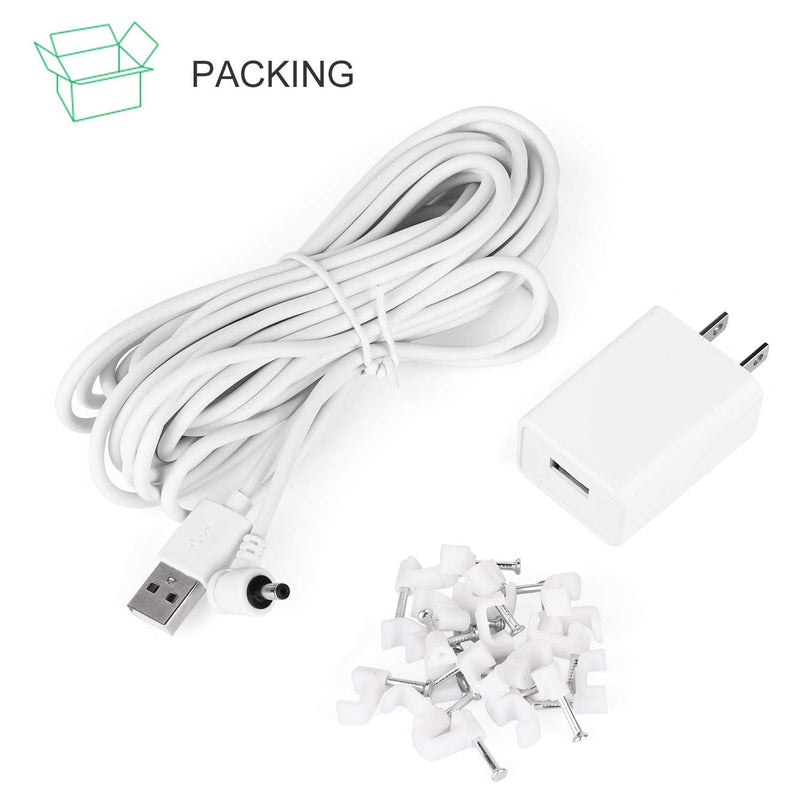 [AUSTRALIA] - ALERTCAM Power Adapter for Ring Stick Up Cam Battery(3rd Gen), with 30ft/9m Weatherproof Outdoor Cable Continuously Charge Your Camera, No Need to Change The Batteries White 