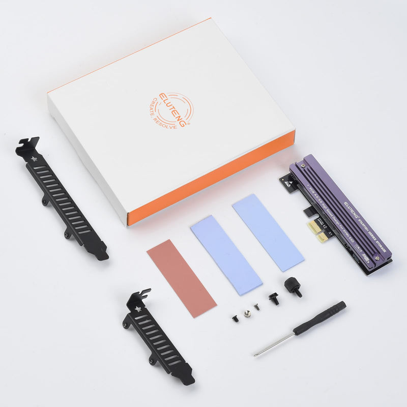[AUSTRALIA] - ELUTENG NVME PCIe 4.0 Adapter M.2 NVME SSD to PCI-e Slots X1 X4 X8 X16 Expansion Card with Aluminum Heatsink NVME SSD to PCI Express Card Low Profile Bracket Support 2230 2242 2260 2280 SSD 