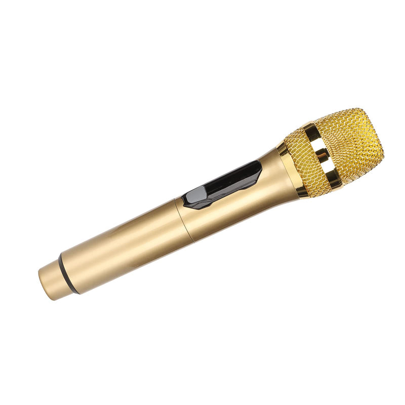 Handheld Microphone, Plug and Play Karaoke Wireless Microphone 50m Receiving 600Hz to 800KHz Multipurpose for Home (Gold)