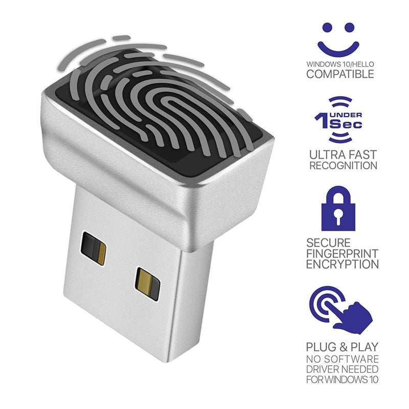 Yoidesu Mini USB Fingerprint Reader for 7 8 10 Fingerprint Scanner Scanner PC Dongle Fingerprint Sensor 360 Degree 0.5STouch Speedy Matching Biometric Portable USB Fingerprint Logger for PC Laptop