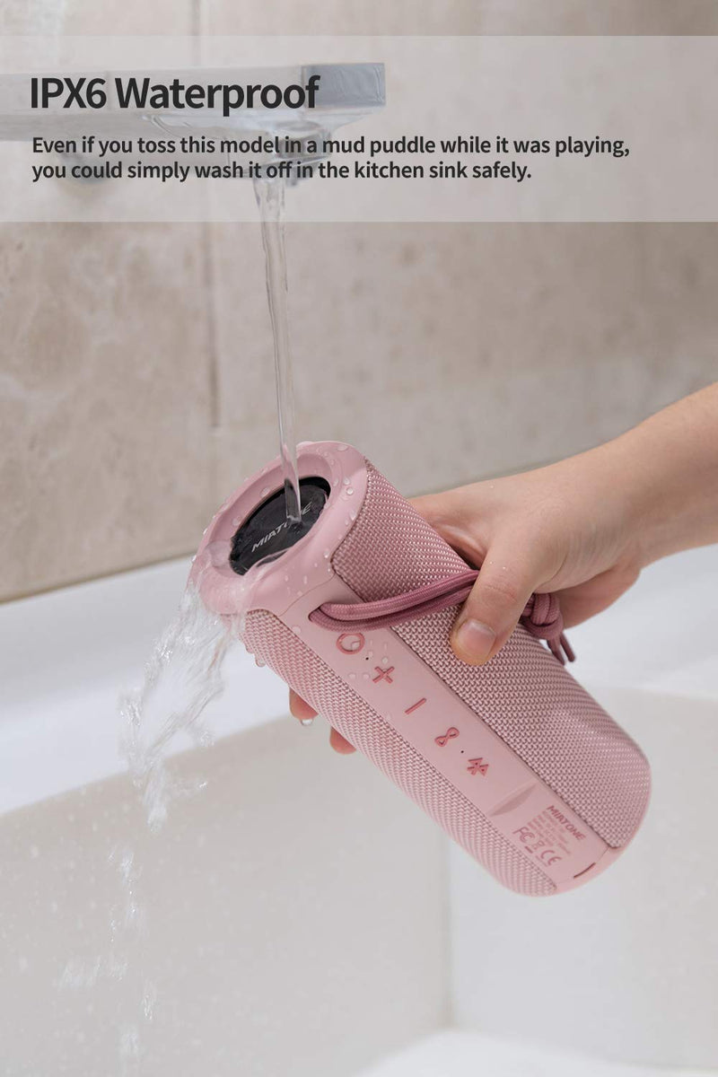 MIATONE Outdoor Portable Bluetooth Speaker Wireless Waterproof - Pink