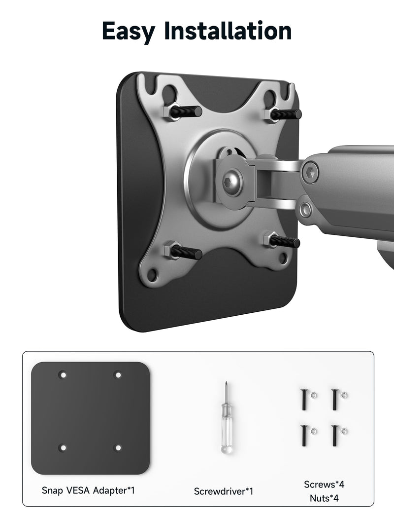 JSAUX Snap VESA Mount Adapter for FlipGo 13.5", 15.6" and 16" Monitors | Snap-on VESA adapter for FlipGo 13.5, 15.6 and 16-inch dual portable monitors; ready for monitor arm or wall mount setups