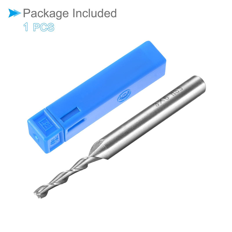 CoCud 2 Spiral Groove Router Bit 3mm Diameter 20mm Length High Speed Steel Straight Cutter with Storage Box - (Applications: for Plywood, Hardwood, Plastic)