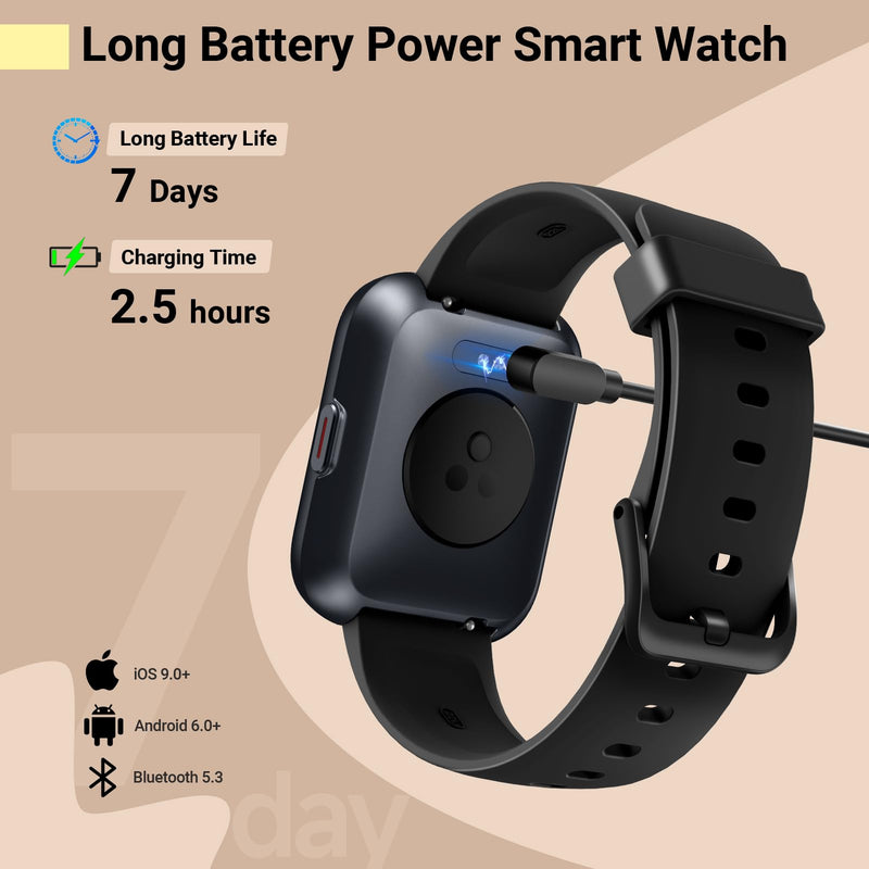 Quican Smart Watch for Men Women with Extra Dark Purple Silicone Watch Band Replacement