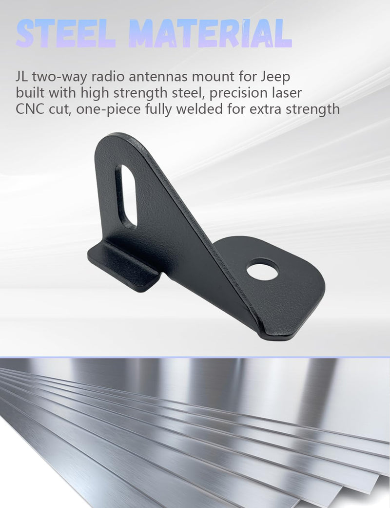 JL Radio Antenna Mount for Jeep, Gladiator Antenna Holder-Radio Antenna Mount-Driver Side CB Antenna Mount-Compatible with Jeep Wrangler JL JLU & JT 2018; 2019; 2020; 2021; 2022;2023; 2024