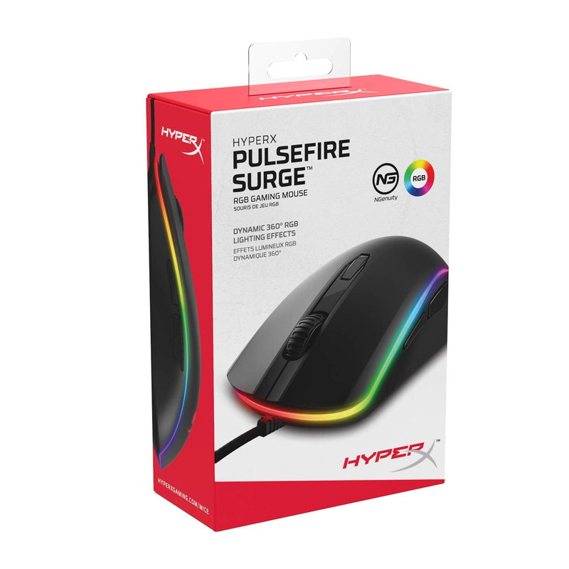 HyperX Pulsefire Surge - RGB Wired Optical Gaming Mouse, Pixart 3389 Sensor up to 16000 DPI, Ergonomic, 6 Programmable Buttons, Compatible with Windows 10/8.1/8/7 - Black