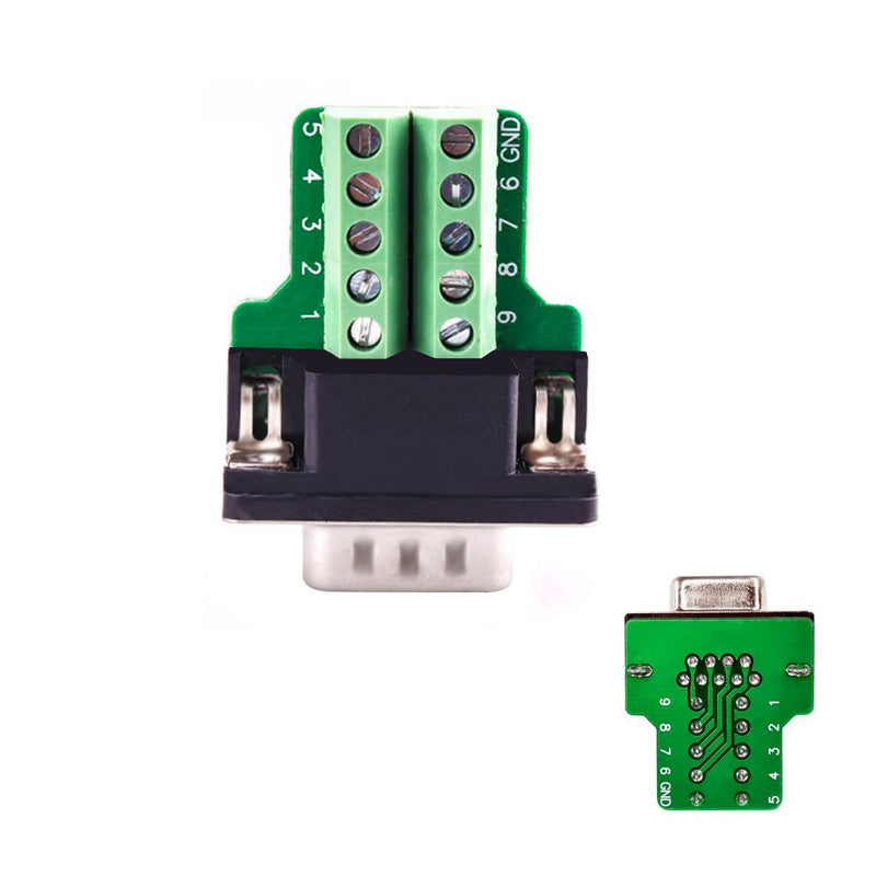 DB9 Breakout Connector DB9 RS232 D-SUB Female and Male Adapter 9-pin Port Adapter to Terminal Connector Signal Module with case(Female Connector,Male Connector DB9 5+5 with case )