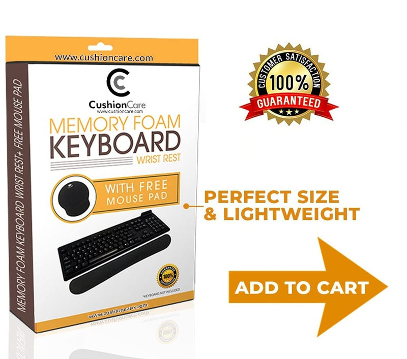 Wrist Rests for Keyboard and Mouse Pad Set - Memory Foam Cushion, Black - Ergonomic Wrists Hand Arm Rest Support for Laptop Computer Desk and Gaming - Carpal Tunnel Syndrome Relief Original