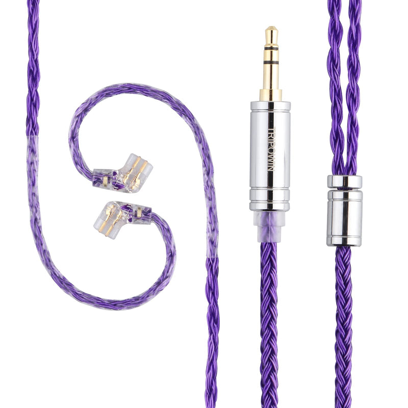 Linsoul KZ ZS10 Pro in Ear Earphones(Without Mic, Dark Black) +Tripowin Zonie 16 Core Cable(Recessed 2pin, 3.5mm, Violet)