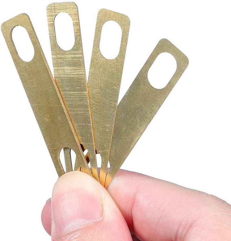 Guitar Neck Shims Brass 10PCS Includes 4Pcs 0.2mm, 4Pcs 0.5mm and 2Pcs 1mm Thickness for Guitar Bass Bolt-on Neck Repair Brass Shims Gold