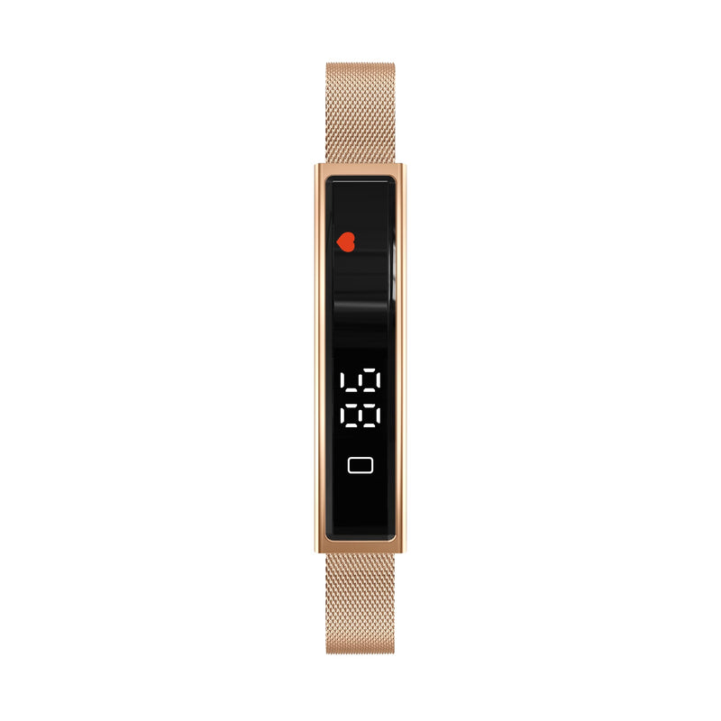 Fitness Health/Calorie Tracker with 2 Bands, Sleep Detection Bracelet Gold steel + black silicone