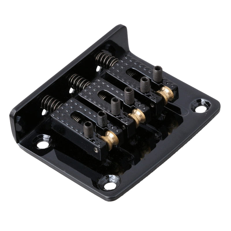 3 String Cigar Box Guitar Bridge, Electric Guitar Bridge Tailpiece Top Load Fixed Hardtail Saddle Cigar Box Guitar Parts, Black