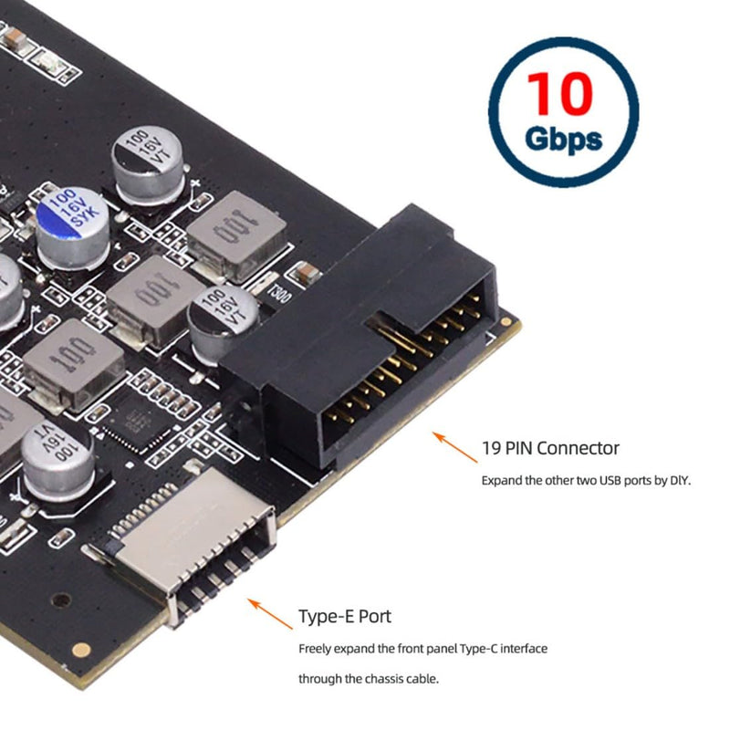 chenyang 4 Port PCI-E 4X to USB A/USB C/USB 3.0 20Pin/USB 3.1 Front Panel Socket USB 3.1 Gen2 PCI Express Expansion Card Adapter with ASM3142 VL822 Dual Chipset 4 Port USB 3.0/USB C/USB 20Pin/USB 3.1