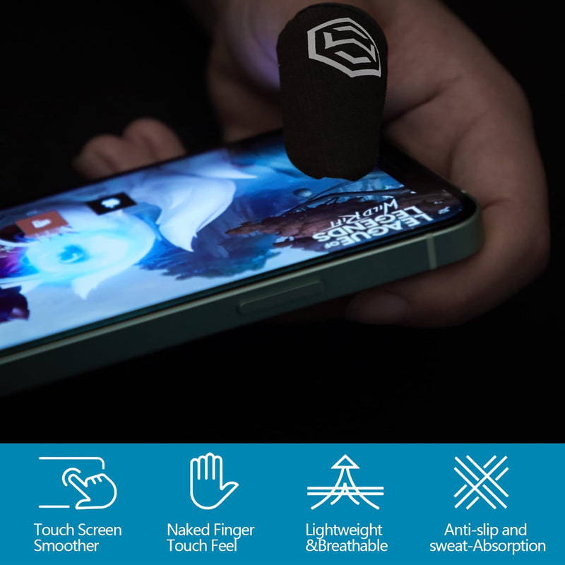 [AUSTRALIA] - Jiuguva 120 Pcs Gaming Finger Sleeves with Pattern for Mobile Game Controllers Finger Sleeve for Gaming Anti Sweat Game Controller Thumb Sleeve Breathable Finger Covers Touchscreen (Black) Black 