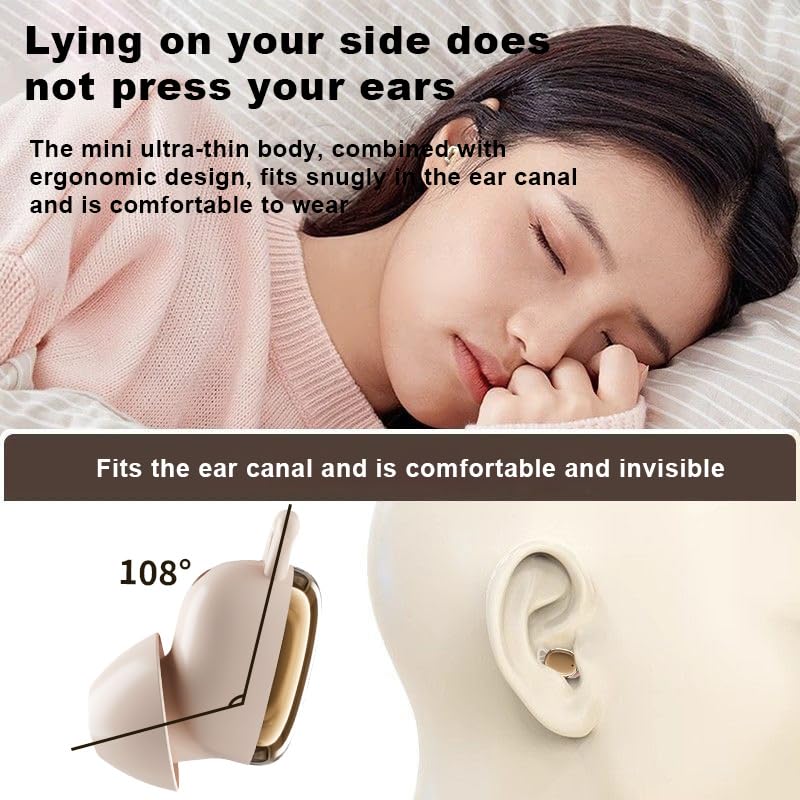 Mini Sleep Earbuds for Side Sleepers, Wireless Bluetooth Earphones | Ultra Lightweight, Noise Masking for Deep Sleep, Comfortable Invisible Open Ear Design (Beige) Beige