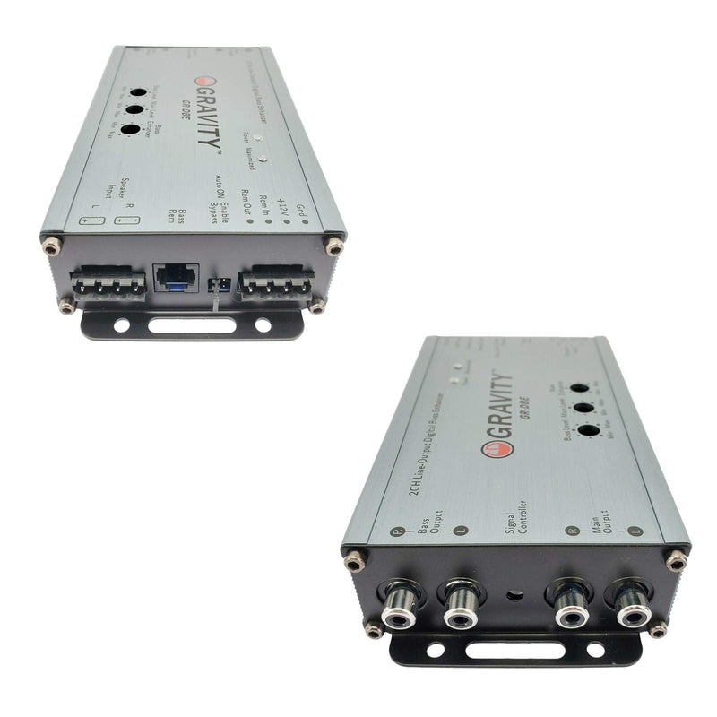 Gravity GR-DBE 2-Channel Premium Line-Out Converter with Digital Bass Enchancer with Knob/Dual Amplifier / 9.5 Volt Pre-Amp Outs/Level Matching Controls
