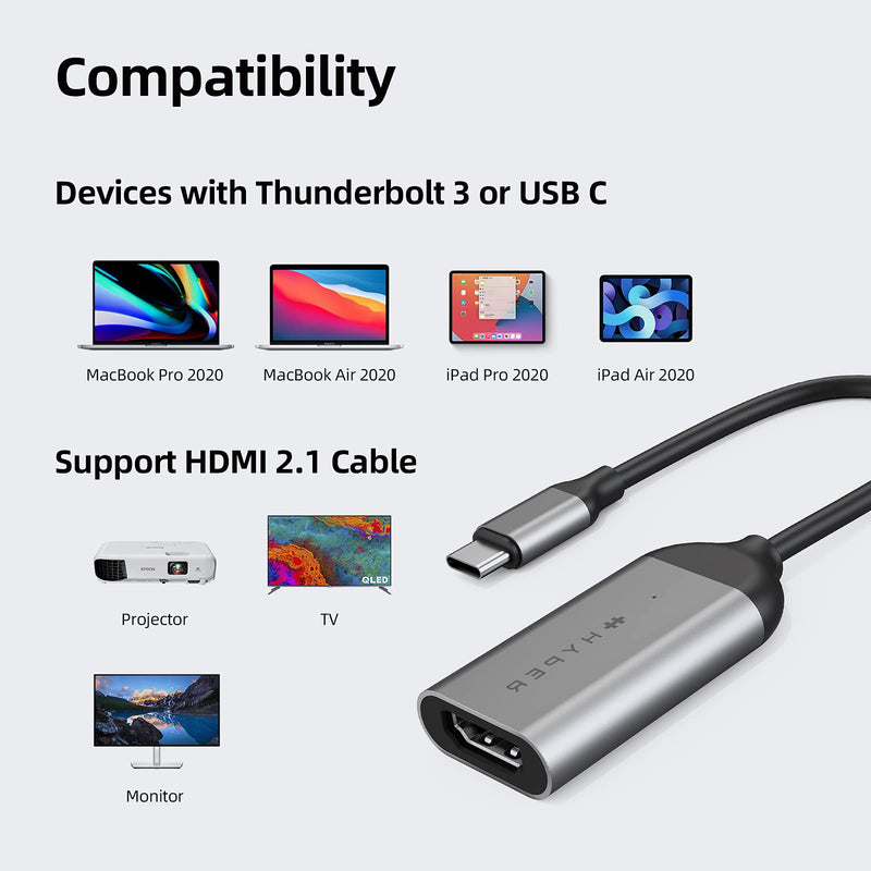 Hyper HyperDrive USB C to HDMI Adapter 8K60Hz, 4K144Hz, 2.1 HDR Video Output USB C to HDMI, Slim Design w/Silicone Cover, Compatible w/MacBook Pro/Air, iPad Pro/Air, Mac mini