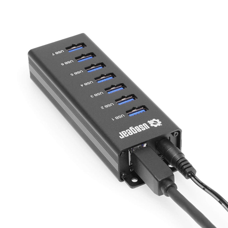 USBGear 7-Port USB 3.2 Gen 1 Charging and SuperSpeed Mountable Data Hub