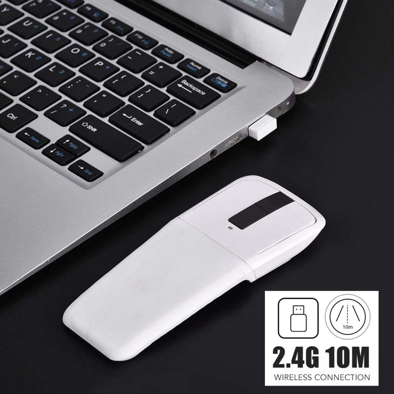 143 Wireless Mouse Folding Mouse Touch Mouse USB Mouse for Microsoft Mouse, Photoelectricity + Touch Scroll, Arc Mouse Mice with USB Receiver for PC/Laptop/MacBook/Smart TV(White)