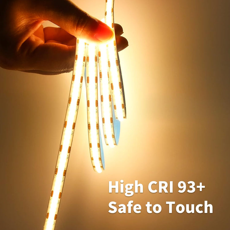 24V COB Led Strip Lights WarmWhite 3000K, 32.8FT/10M CRI 93+ Cob Led Tape Lights 3200Leds Flexible Dimmable Lights Strip for Bedroom, Mirror, Cabinet, Kitchen Room Decor(Only Strip) Warm White(not included power adapter)