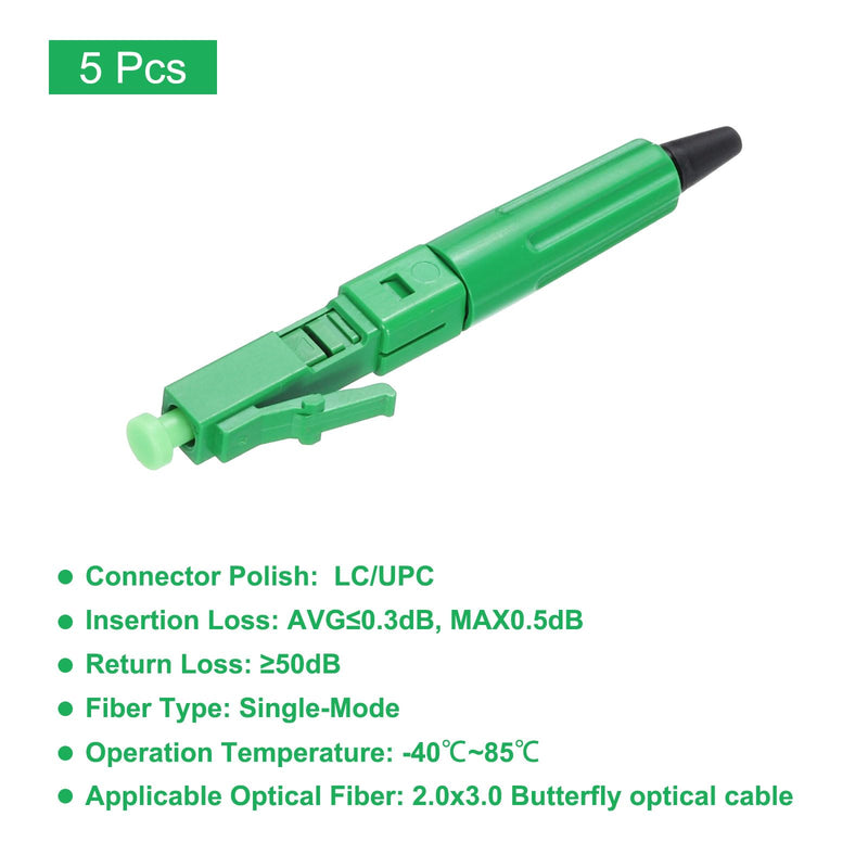 QUARKZMAN LC/APC Fiber Optic Quick Connectors Single Mode Fiber Cable Quick Connector LC Adapter for CATV Network Pack of 5