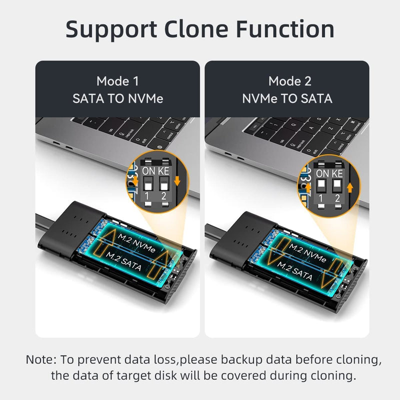 MAIWO K2022CL NVMe SATA Duplicator Enclosure, M.2 SSD to USB 10Gbps