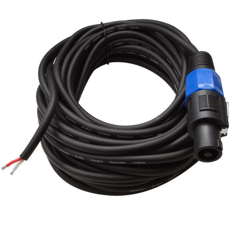 Seismic Audio - SPRW35 (2 Pack)- 35 Foot Raw Wire to Speakon Speaker Cable - 16 Guage - PA/DJ/Home Audio