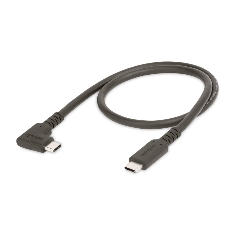 StarTech 1.6ft/50cm Right-Angled USB-C Cable, USB 10Gbps, 100W PD, Black | USB-C to USB-C, 8K 60Hz/4K 144Hz, Thunderbolt Compatible, Aramid Fiber, E-Marker